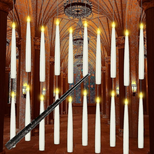 12pcs LED Floating Candles with Wand Remote Control, Hanging Flameless Candles, Flickering Warm Light Candle Decorations, Fun Decorations