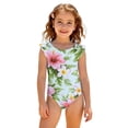thumbnail image 3 of Grblisyd Girls Swimsuit Flutter Sleeve Hawaiian One Piece Bathing Suit Crew Neck Girls'Swimwear 10Y, 3 of 6