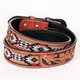 thumbnail image 2 of Bar H Equine Hand Carved Western Leather Belt Men Women Beaded Extra Large, 2 of 2