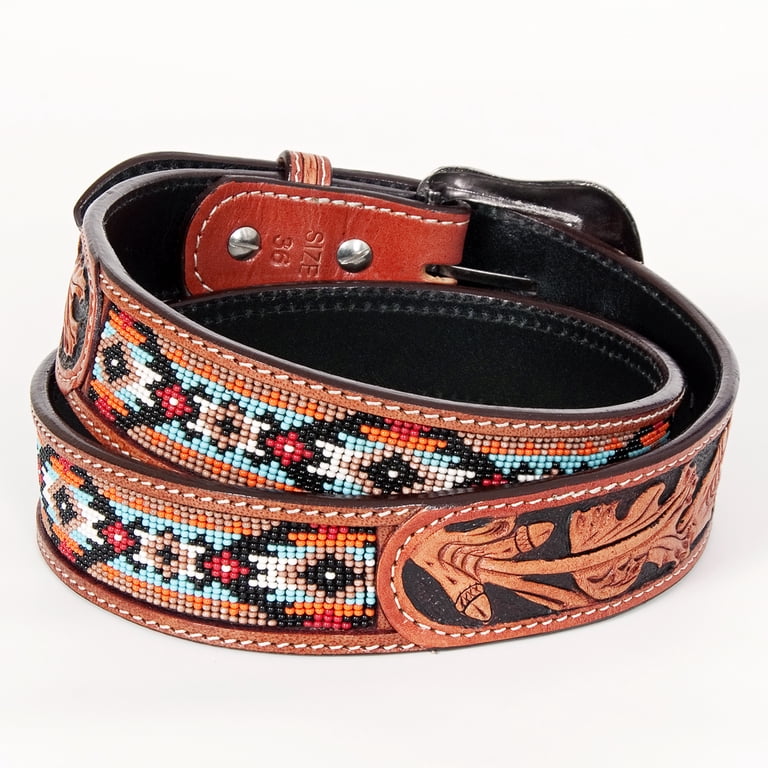 Bar H Equine Hand Carved Western Leather Belt Men Women  display picture 1