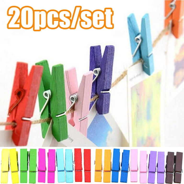 Cheers US 20Pcs /Set Mini Clothespins, Mini Clothes Pins for Photo Natural  Wooden Small Picture Clips for Crafts Tiny Pegs Decorative Wood Clips for