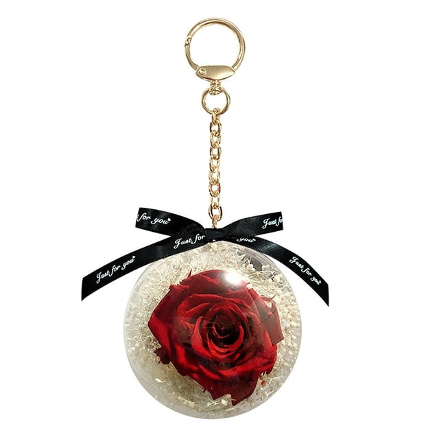 PVCS Porte-Clés Fleur Éternelle Rose Porte-Clés en Cuir pour Décoration Intérieure