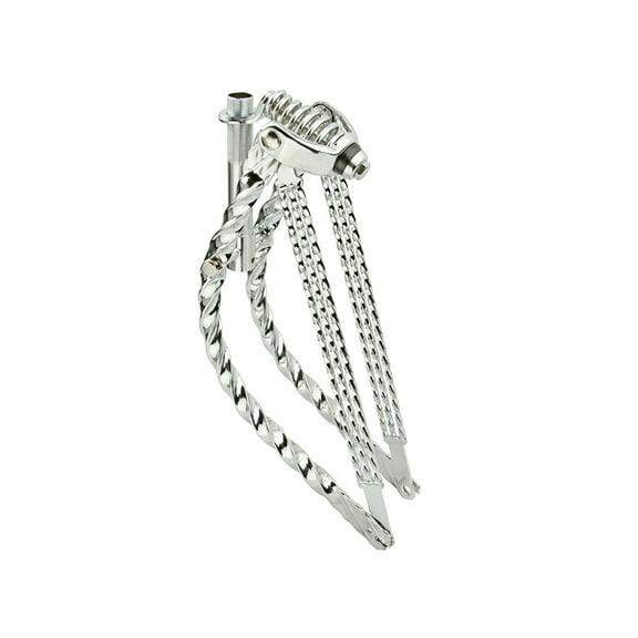 20 Bent Triple Square Twisted Spring Fork 1 Inch Chrome.