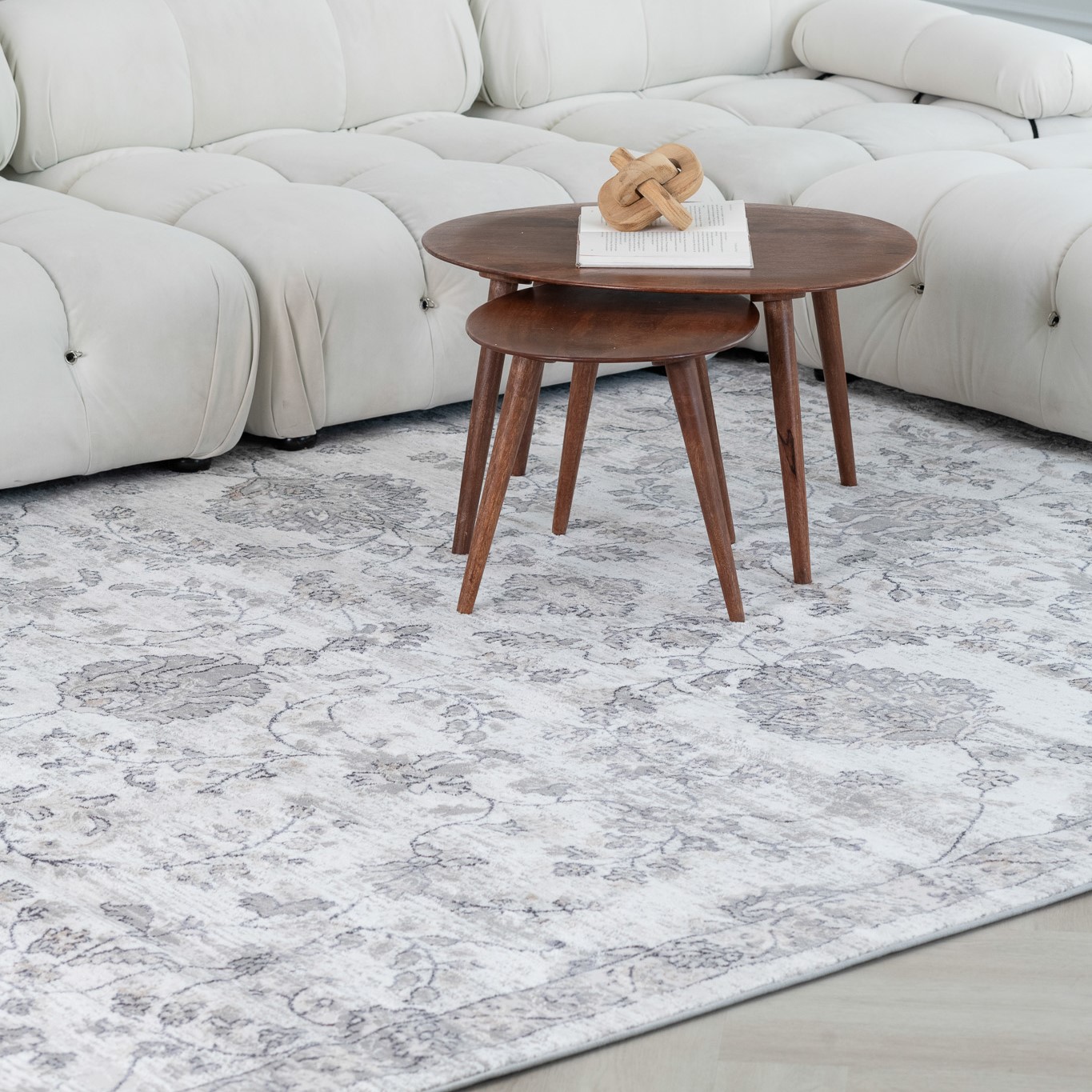 Rug Branch Atlas Classic Indoor Area Rug, Beige Grey, Floral - Living Room, Bedroom, Dining Room, and Kitchen