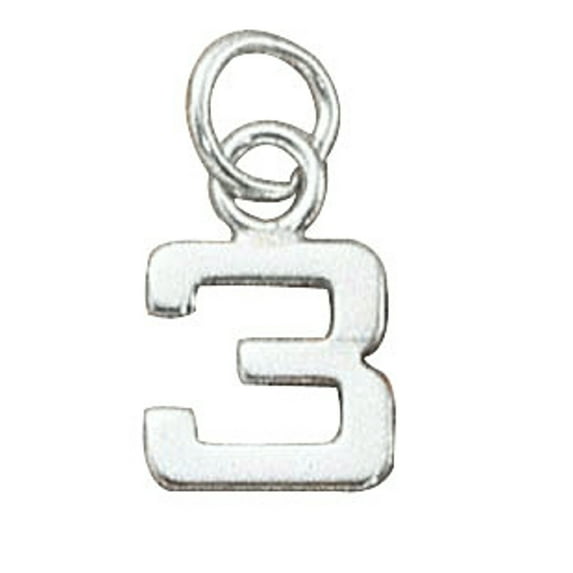 Sterling Silver 16" .8mm Box Chain Mini Lined Number Three 3 Pendant Necklace