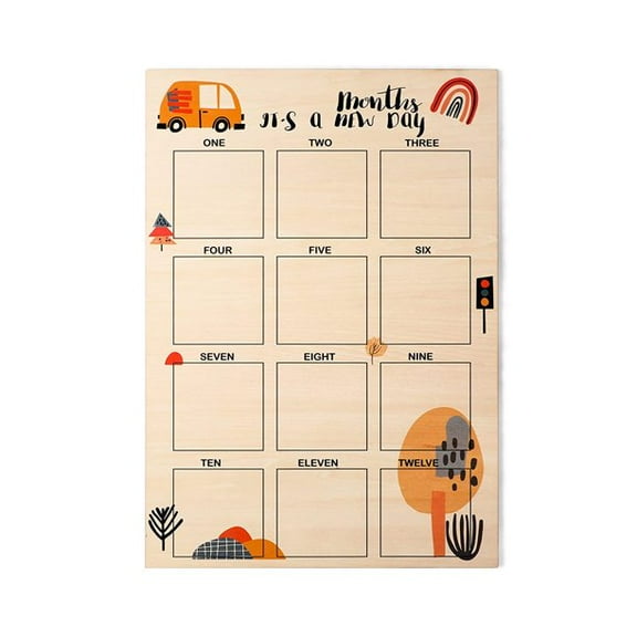 Baby Monthly Milestone Cards Wooden Rectangular Sided Car Style Milestone Cards, Newborn Photography Props, Baby Gift Sets