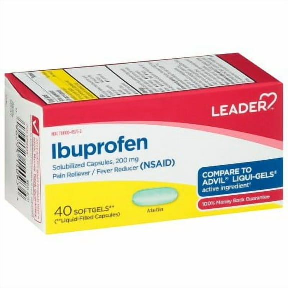 Leader Ibuprofen 200 mg Pain Reliever Softgels 40 Count, 1 Ea