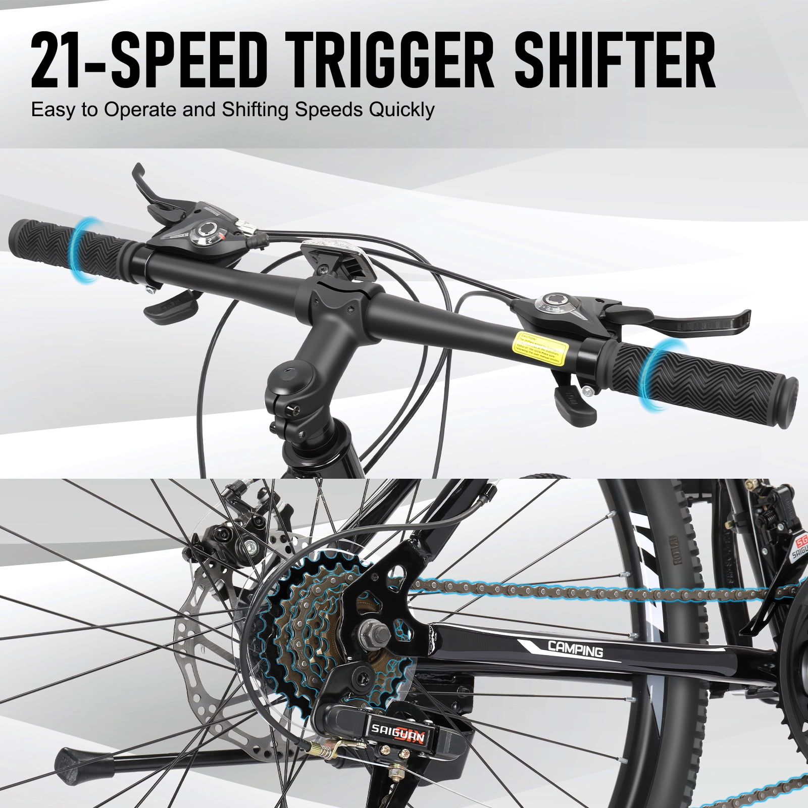 Ktaxon 26 inch Mountain Bike for Adult, 21 Speed Fits Riders 5'0"+, Adult Ages 14+, Mens Bike, Unisex, Black