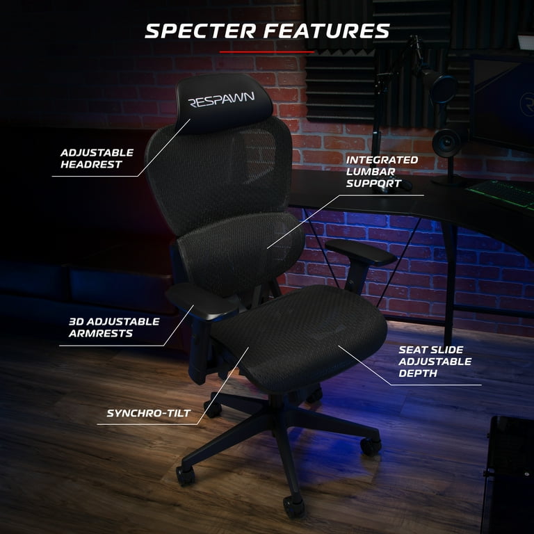 RESPAWN Specter Full Mesh Ergonomic Gaming Chair in Onyx Black