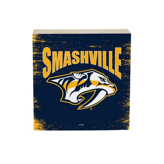 Nashville Predators 6" Square Fan Chant Wood Block Shelf Sign