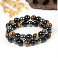 thumbnail image 5 of BFGFGO Natural Stone Hematite Tiger Eye Beads Triple Protection Bracelet, Set of 2 (10MM), 5 of 5