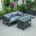 thumbnail image 3 of LeisureMod CSFCBL-2BU Chelsea Sectional Loveseat & Fire Pit Table Set with Cushions & Black Aluminum, Blue - 3 Piece, 3 of 5