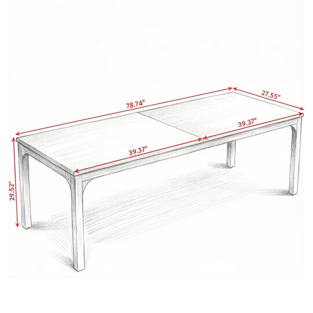 Dining Table, 78.7 in Long Rectangular Particle Board Table with Metal Legs, Seats 6-8, Industrial Style for Kitchen, Dining Room, Conference