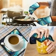 thumbnail image 4 of Teal Gold Marble Kitchen Oven Mitt and Pot Holder Sets 4 Pcs for Baking, Cooking and Grilling, Heat Resistant Up To 392 °F, 4 of 7