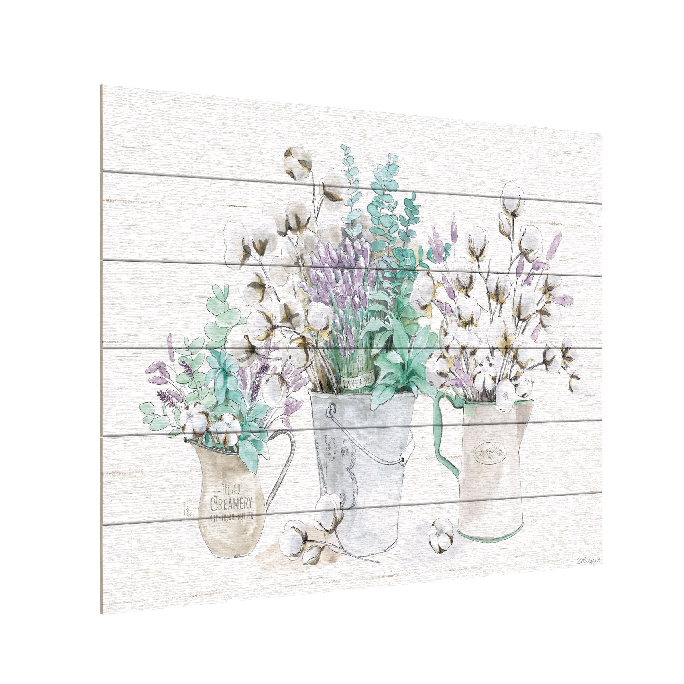 Beth Grove 'Farmhouse Cotton I' Wood Slat Art 18x22