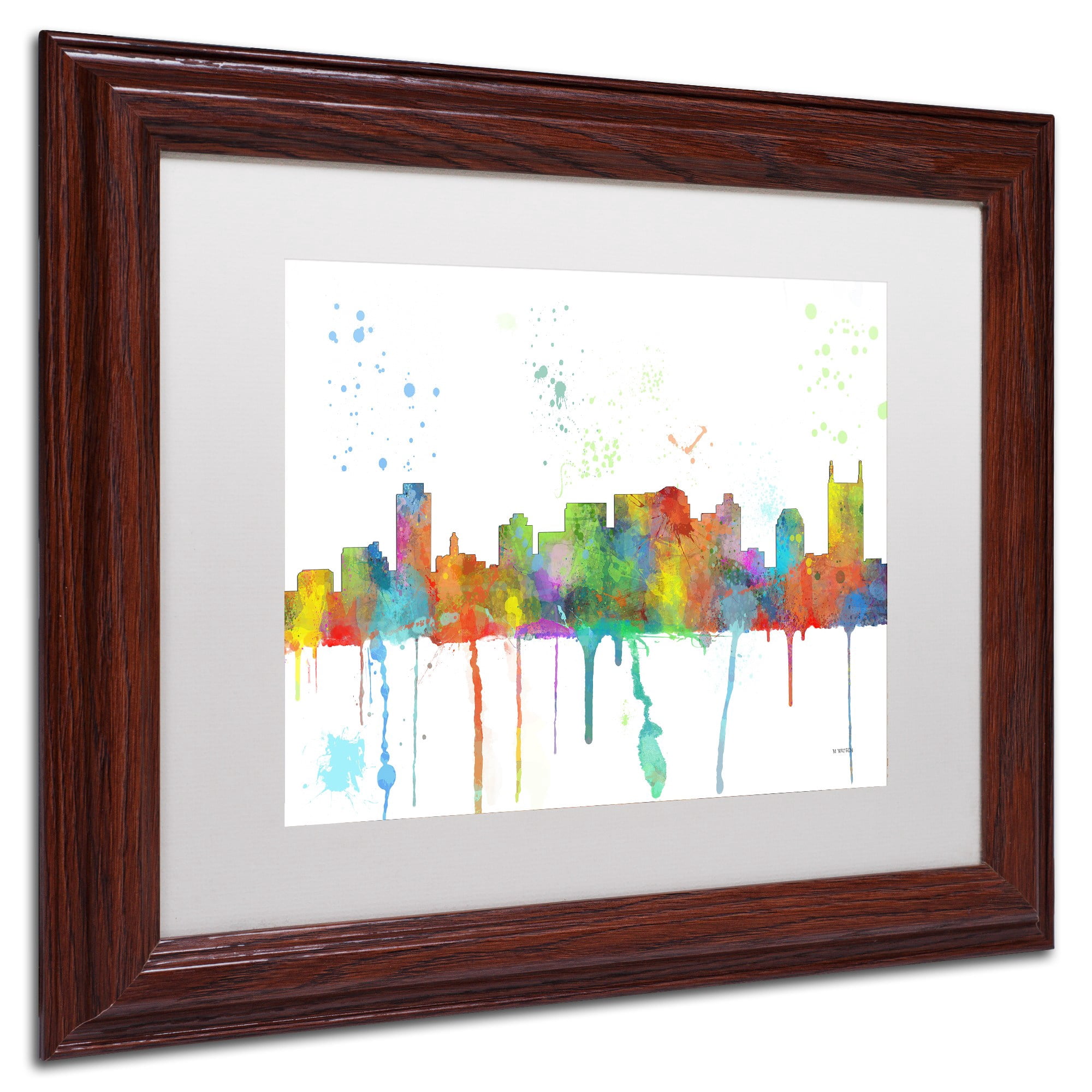"Nashville Tennessee Skyline Mclr-1" Canvas Art by Marlene Watson, White Matte, Wood Frame