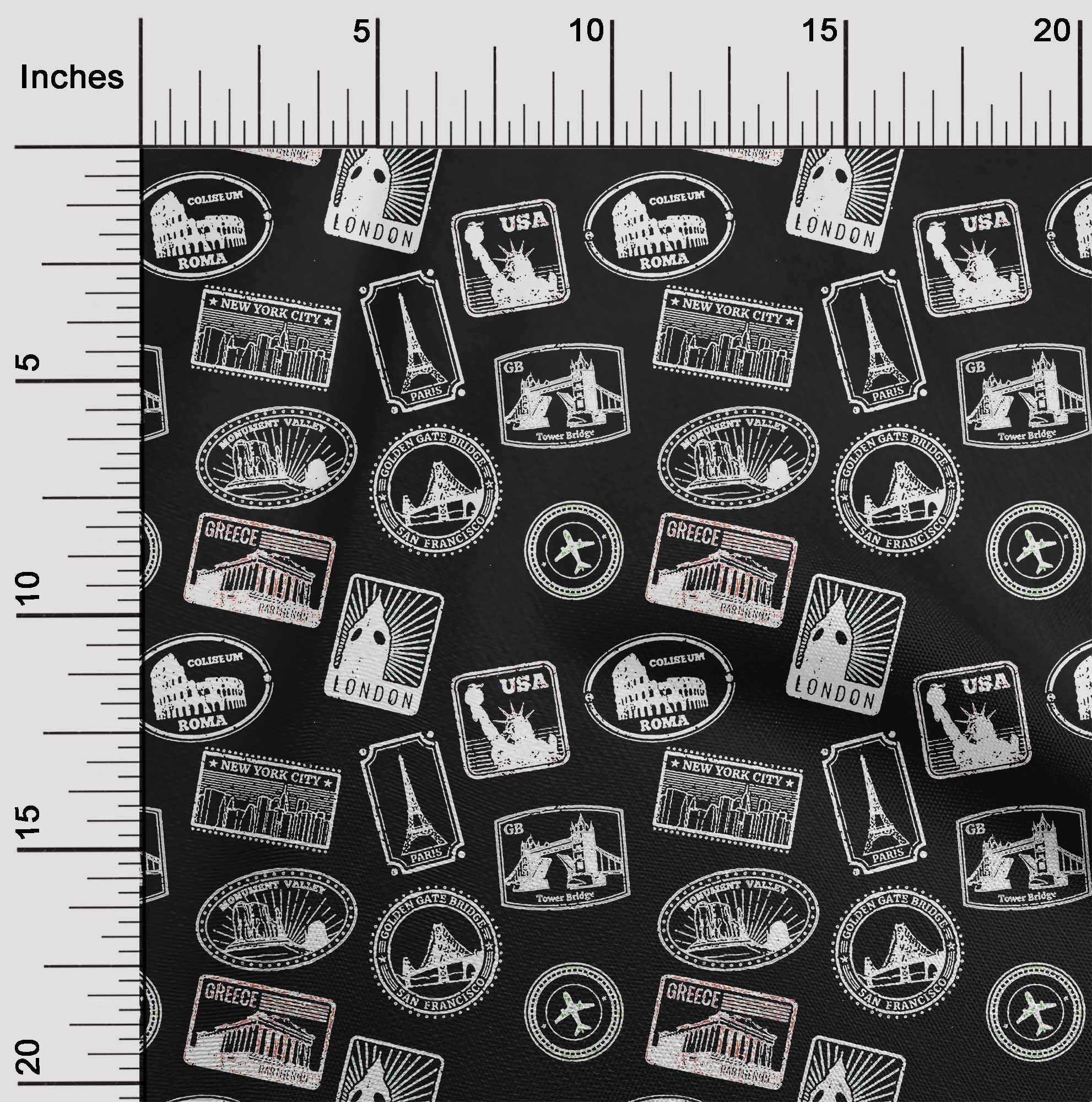 oneOone Rayon Black Fabric Travel Sewing Material Print Fabric By The Yard 56 Inch Wide