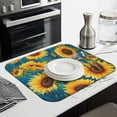 thumbnail image 3 of Sunflower Themed Dish Drying Mat for Kitchen Sink Microfiber Foldable Pad Absorbent Rack Mat Summer 16x18 Inch, 3 of 7