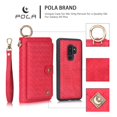 thumbnail image 2 of Galaxy S9 Plus Wallet Detachable Case, Dteck [wrist band][14 Card Slots] Zipper Purse Phone Case Multi-functional Folio Flip Weave PU Leather Removable Magnetic Back Cover For Samsung Galaxy S9+,Red, 2 of 8