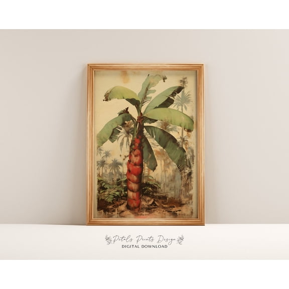 Vintage Banana Tree Print, Tropical Jungle Wall Art Home Decor UNFRAMED Poster, Wall Art for Decor, Present, 8x12