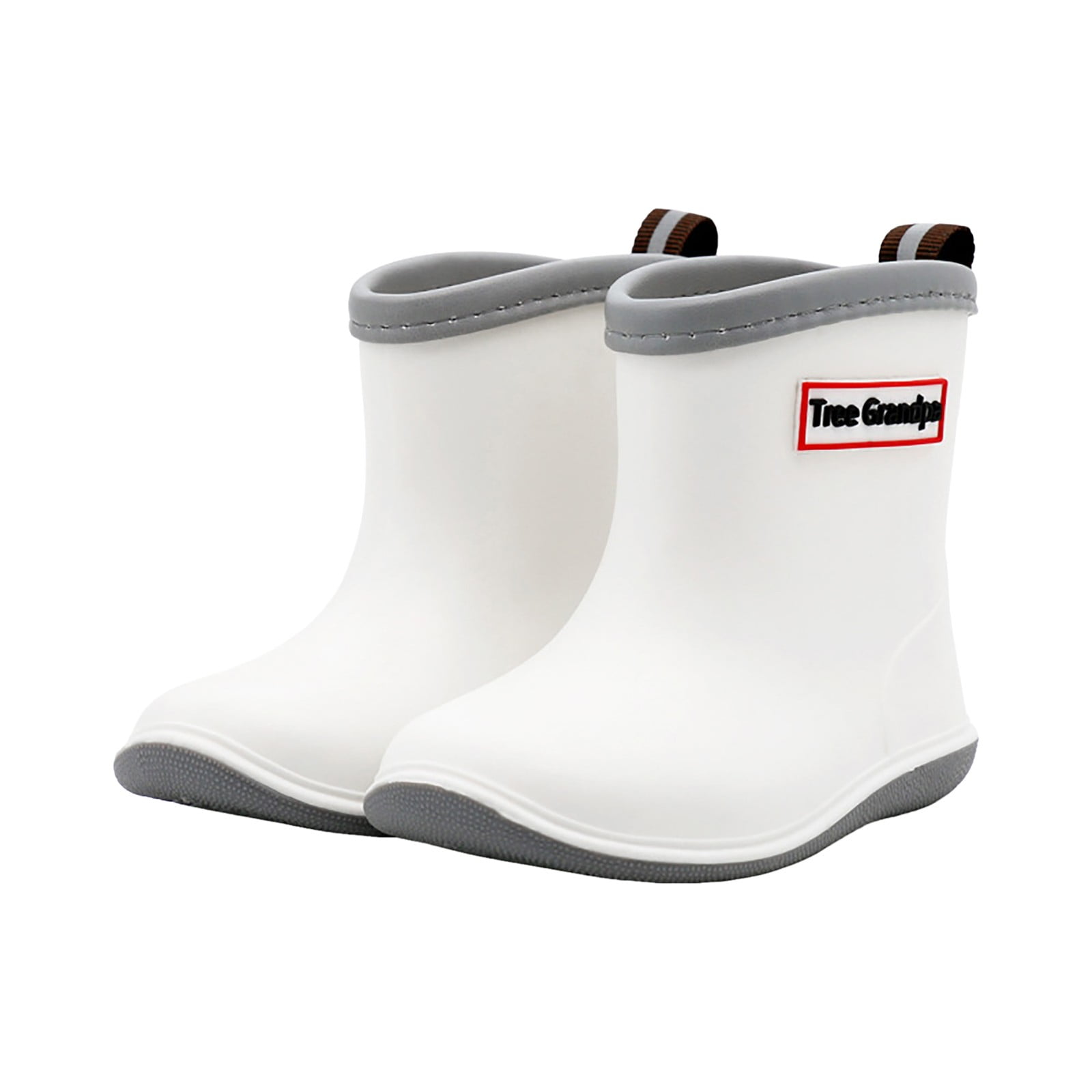 KPOPLK Toddler Rain Boots Baby Rain Boots Short rain Boots for Toddler Easy-on Lightweight and Waterproof(13,F24-Light Gray)