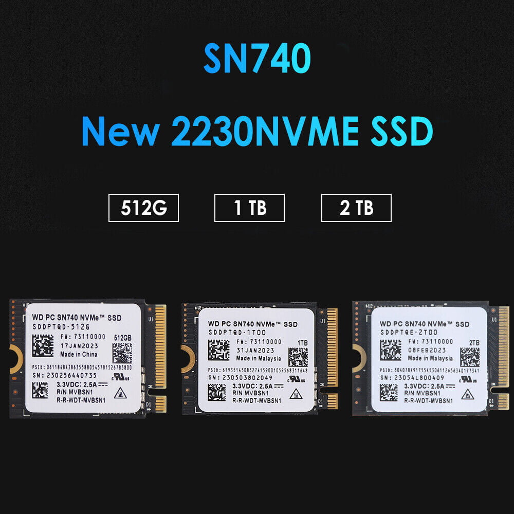 WD PC SN740 1T M.2 2230 SSD NVMe PCIe 4x4 For Microsoft Surface 