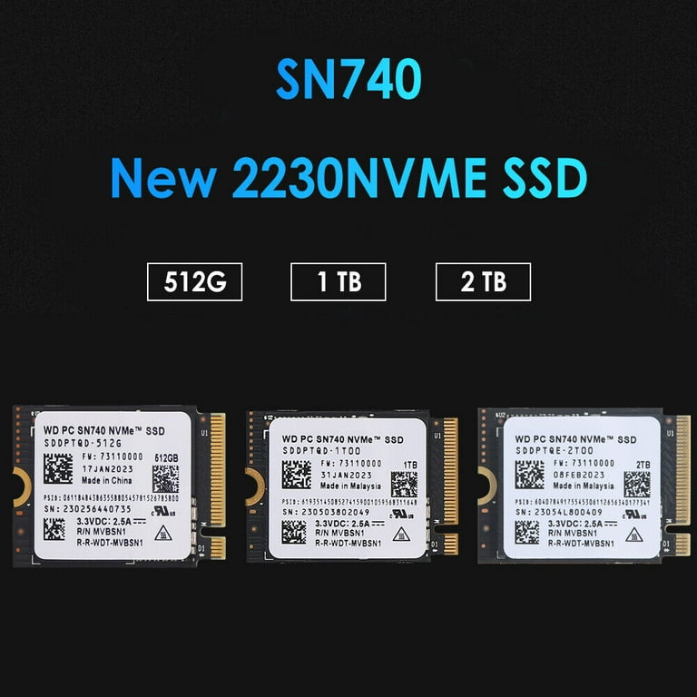 WD PC SN740 1T M.2 2230 SSD NVMe PCIe 4x4 For Microsoft Surface Steam