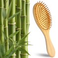 thumbnail image 1 of Mini cepillo de pelo de bambú, portátil, para viajes, para desenredar la cola, masaje natural del cuero cabelludo, cepillo de pelo de madera natural redondeado para hombres y mujeres, 1 of 4