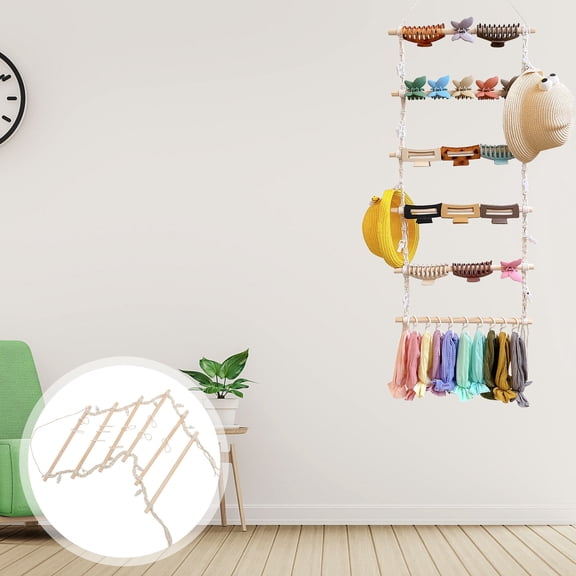 NIAIZEK Hair Clip Storage Rack Wall Mounted Wooden Organizer for Home Decoration 1 Set 42.9*15in