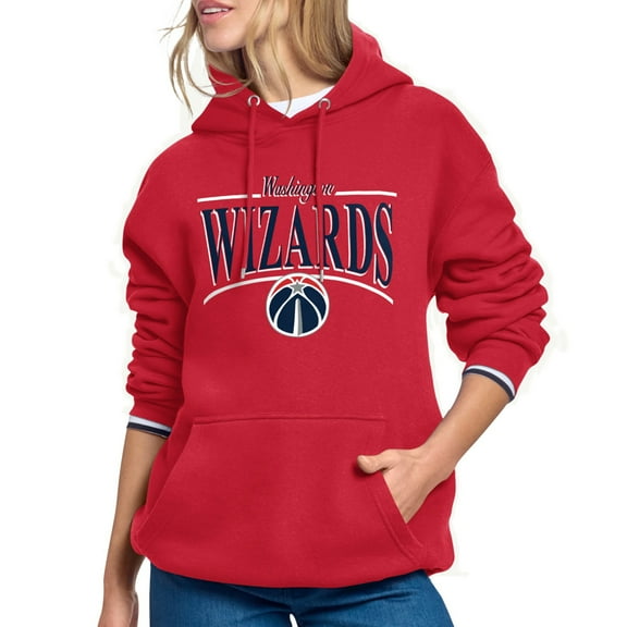 Women's Starter Red Washington Wizards Arch Stripe Fleece Hoodie
