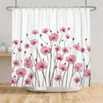 thumbnail image 2 of SUNOLIFE Pink Floral Shower Curtain Spring Flowers Fabric Bathroom Curtain,72x72 in, 2 of 4