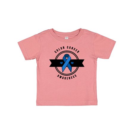 

Inktastic Colon Cancer Awareness Month with Dark Blue Ribbon and Banner Gift Baby Boy or Baby Girl T-Shirt