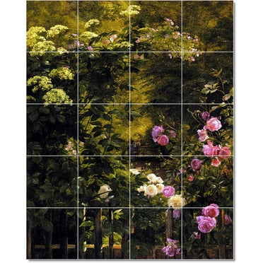Ceramic Tile Mural-Carl Frederick Aagaard Flowers Tile Mural House Decorating Ideas. 17" w x 21.25" h using (20) 4.25 x 4.25 ceramic tiles