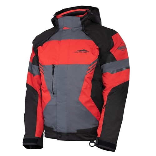 KATAHDIN GEAR DAGGER JACKET MENS, BLACK/GREY/RED - LARGE
