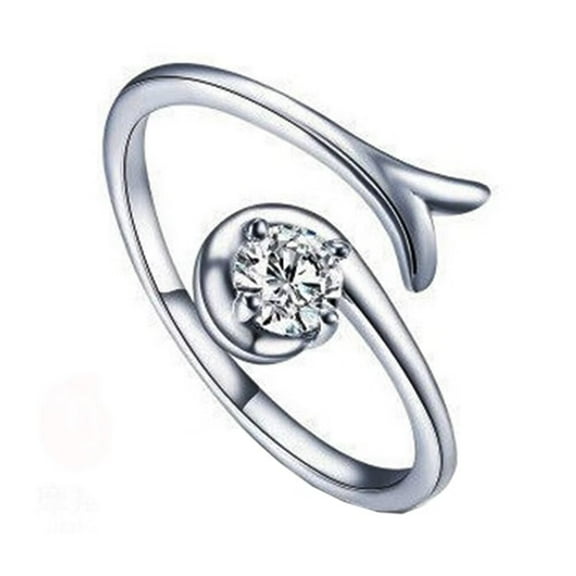 PAMTIER Women's Stainless Steel Round Cubic Zirconia Simple 12 Constellations Adjustable Wrap Open Ring Silver Capricorn