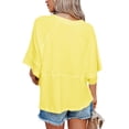 thumbnail image 3 of Summer Oversize Women Solid Color Half Sleeve Loose Shirt Tee Casual Tops, 3 of 4