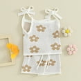 thumbnail image 6 of Douhoow 2 Pieces Baby Girls Summer Knit Outfits 0-3 Years Floral Print Sleevelesss Cami Tops and Drawstring Shorts, 6 of 8