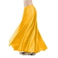 thumbnail image 2 of BLTIBY Women’s Silk Satin Skirts A-Line Fall Elegant Cocktail Party Wedding Mermaid Maxi Skirt Trendy Outfits Yellow Free Size, 2 of 4