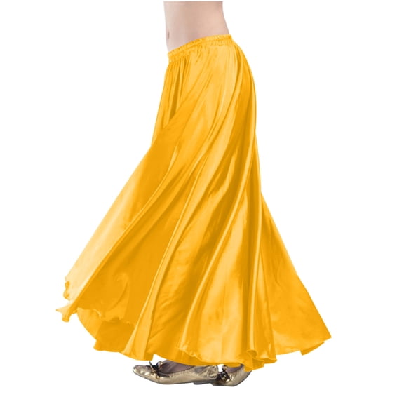 biudgviw Satin Skirts for Women Elegant Flowy Long Skirt Casual Elastic Waist Pleated Maxi Skirt Ballet Dance Outfits