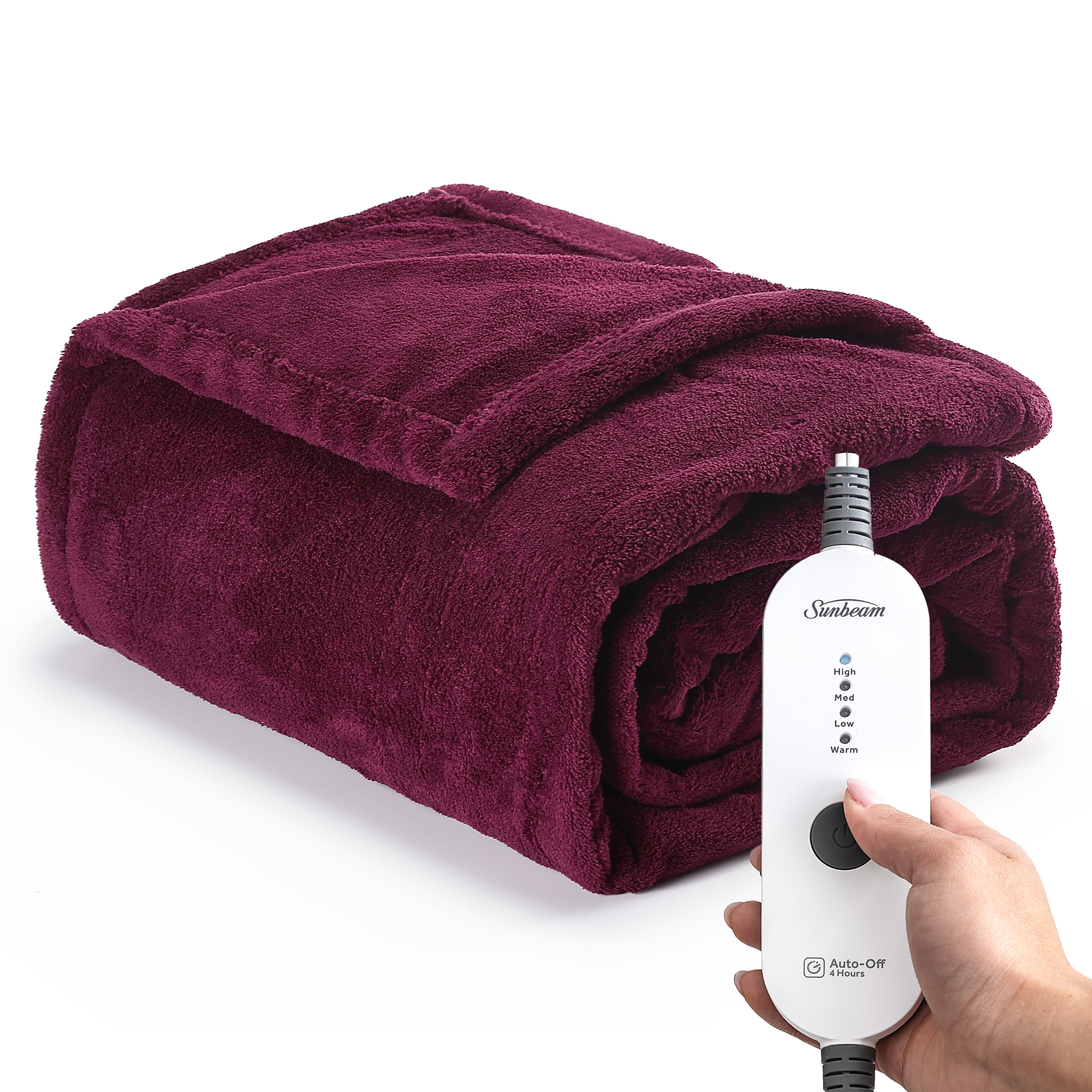 Sunbeam Bordeaux Foot Pocket Ultralush Heated Throw