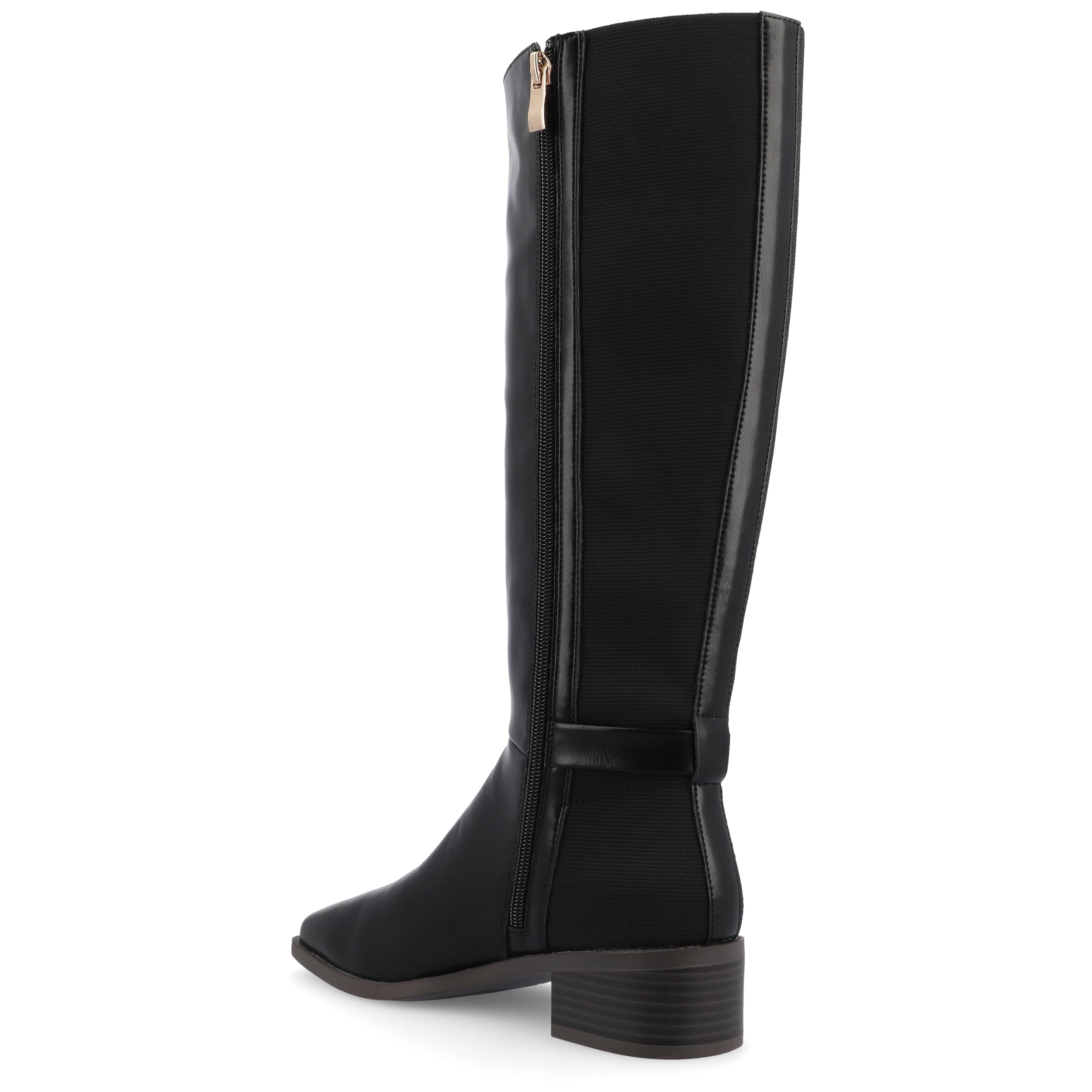 Journee Womens Londyn Stacked Block Heel Square Toe Boots