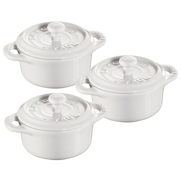 Staub Ceramic 3-pc Mini Round Cocotte Set - White - Walmart.com ...