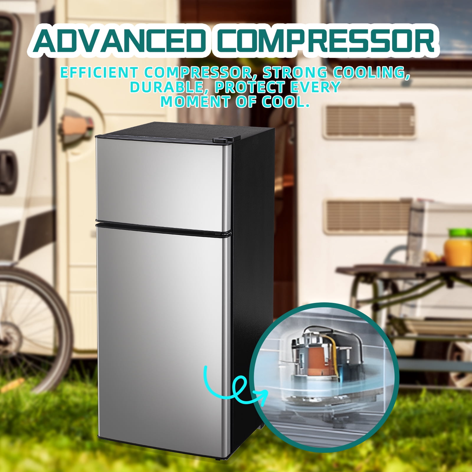 JIEJIA 2.8 Cu.ft Mini Fridge with Freezer Bedroom, 2 Door Office Small Refrigerator, Silver