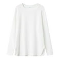 thumbnail image 4 of Girls Shirts Size 14 16 Long Sleeve Shirt Girls Long Sleeve Shirts Kids Casual Crewneck Soft Side Slit Tunic Tops Blouse White 8-9 Years, 4 of 5