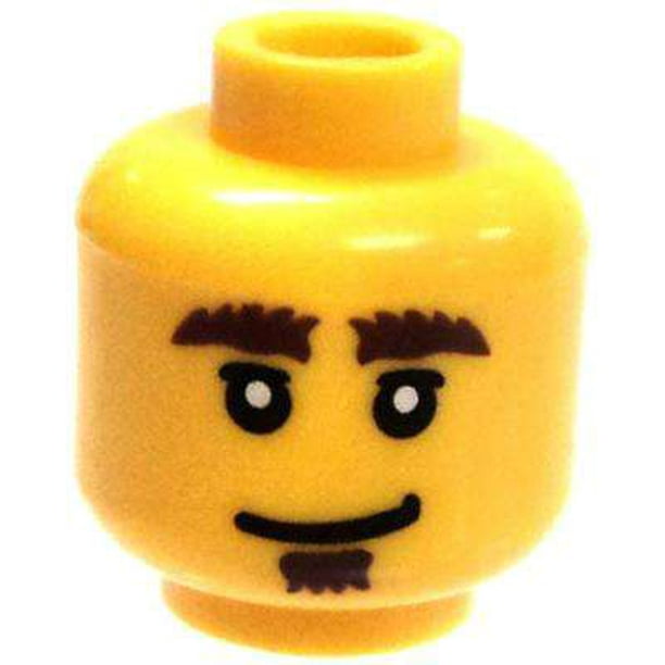 LEGO Minifigure Parts Dual-Sided Male Smile & Scared with Brown Bushy ...