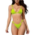 thumbnail image 3 of Babcutegg Women's Solid Color Lace Up Bikini Set 2 Piece Casual Fashion Swimsuit Bathing Suit Yellow Size M, 3 of 8