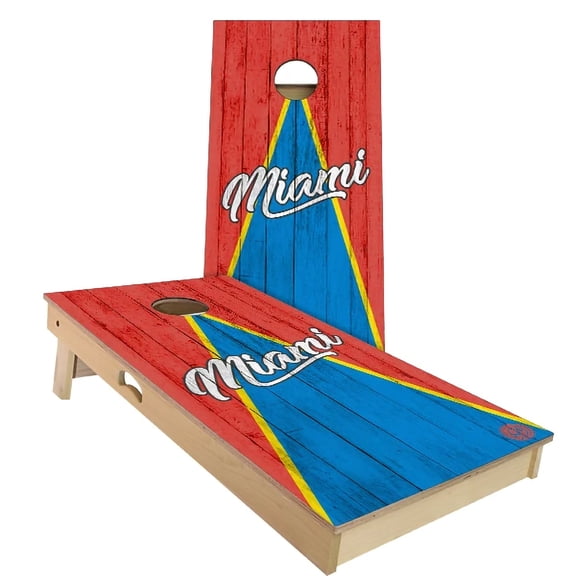Skip's Garage | Miami Triangle Baseball Cornhole Board Set | Includes Boards & Bags | Choose Your Size & Accessories
