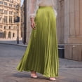 thumbnail image 2 of Elastic Waist Skirts for Women Solid Color Flared Ankle Length Casual Skirt Polyester Summer, 2 of 9