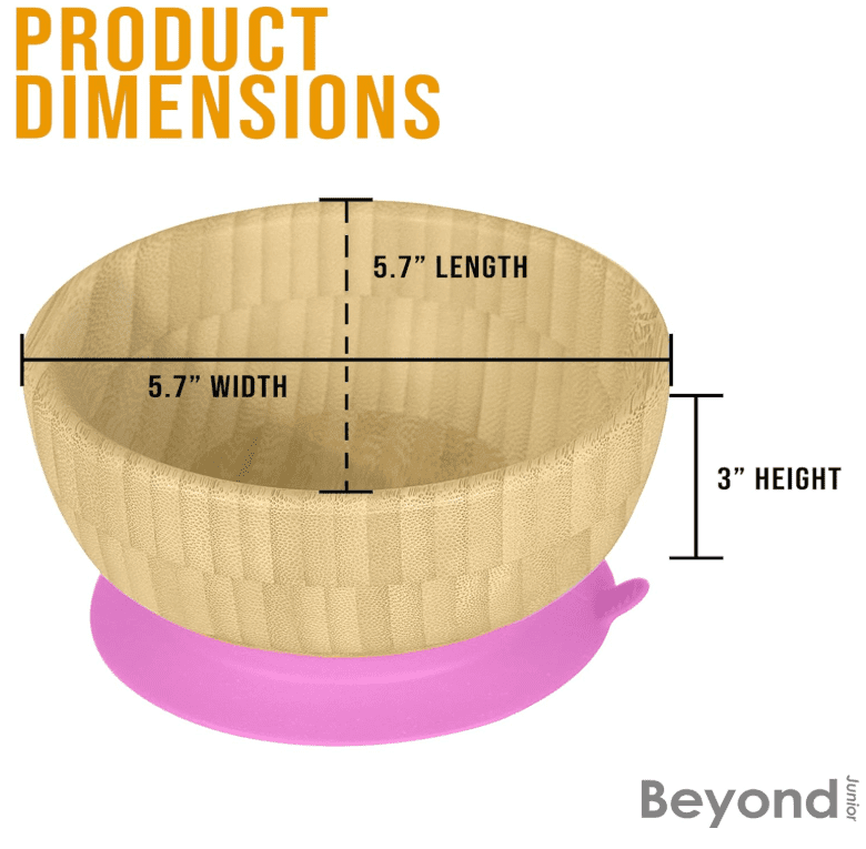 Abiie Octopod Bamboo Suction Bowl -  Baby Bowl with Suction for 4 months and up, High-Chair Bamboo Baby Plate, Mess-Free Toddler Suction Plates, Ergonomic Baby Feeding Supplies - (Pink)