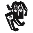 thumbnail image 3 of WIBACKER Halloween Little Girl Boy Glow-in-the-Dark Pajamas 100% Cotton Toddler Kids 2-Pieces Skeleton Sleepwear Sets,3T, 3 of 7
